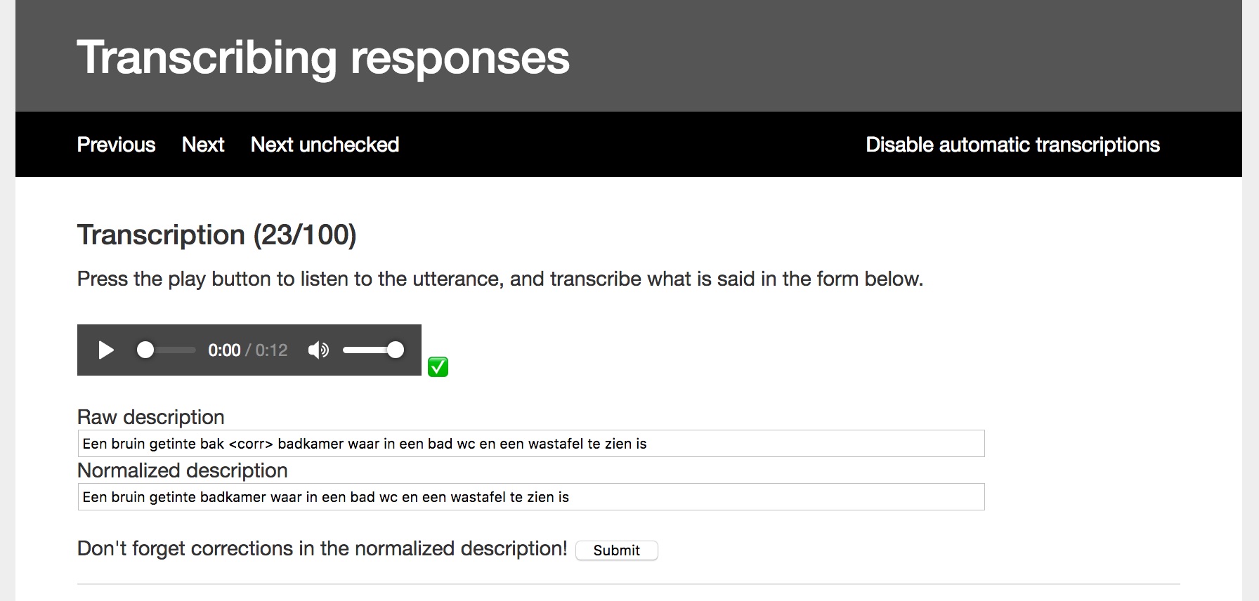 Picture of the annotation interface.